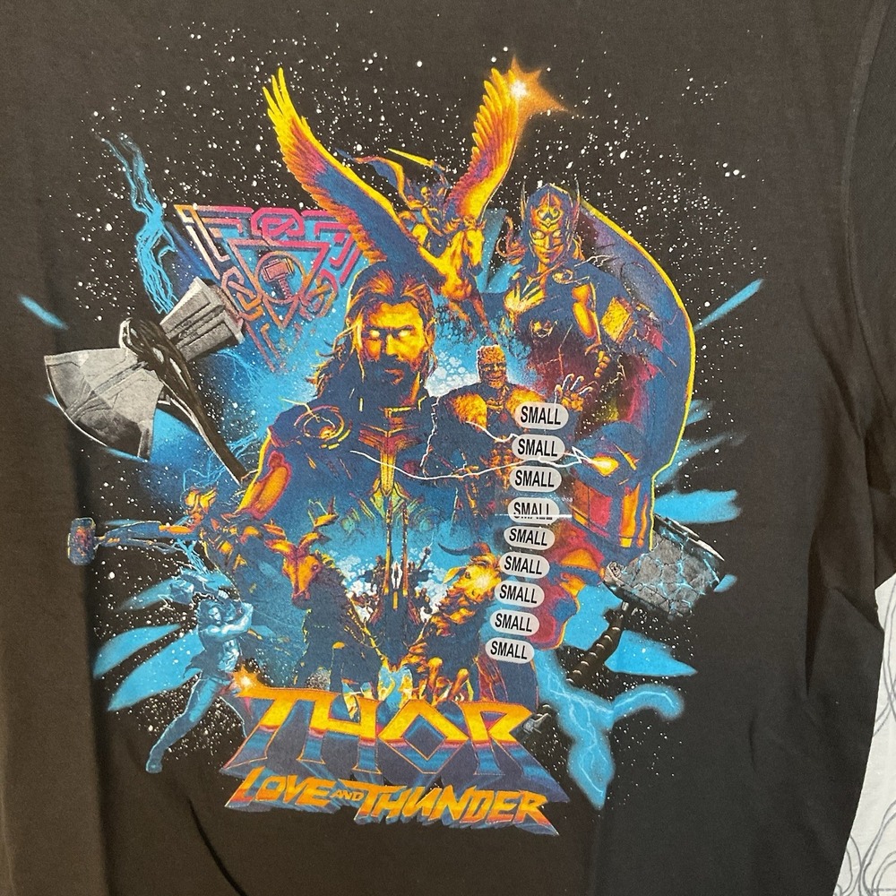Marvel Superheroes‎ Thor Love & Thunder Poster Black T-Shirt Size Small